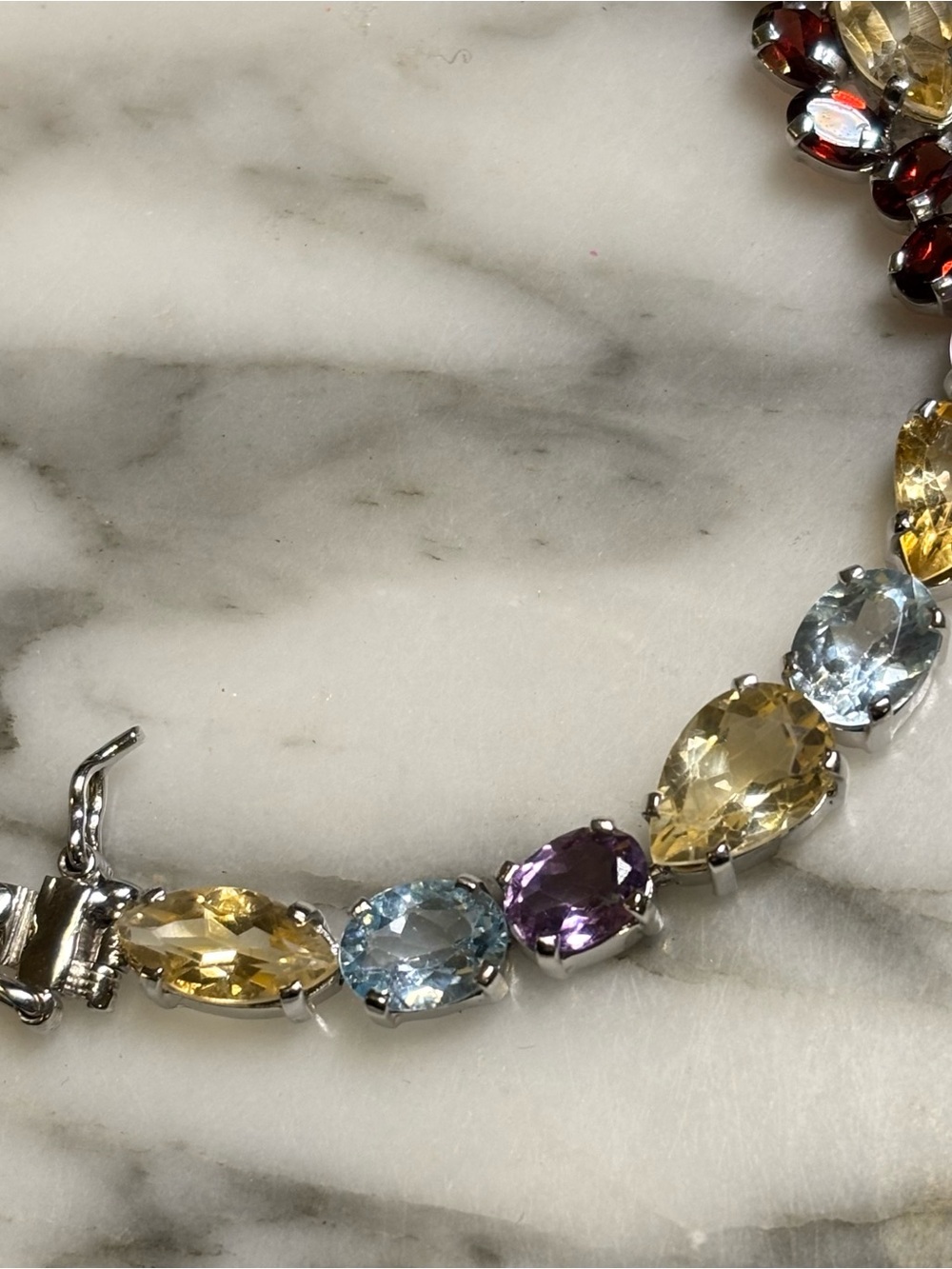 Sterling silver bracelet with various gemstones - Picture 4 of 12